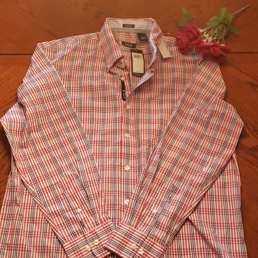 Izod long sleeve  button down shirt no iron L